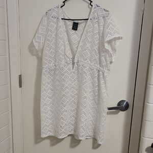 Catalina Ivory Crochet V-Neck Cover-Up Women's Size 3X Pre-Owned Beach Summer